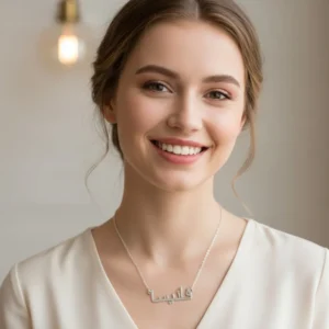 Arabic Name Necklace Gold - 24 inch, Silver