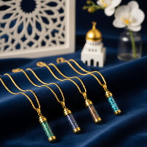 Gold-Tone Cylinder Stone Pendant Necklace
