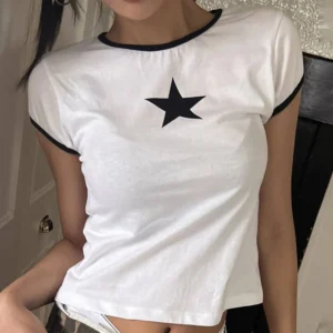 Crew-neck Top With Star Print